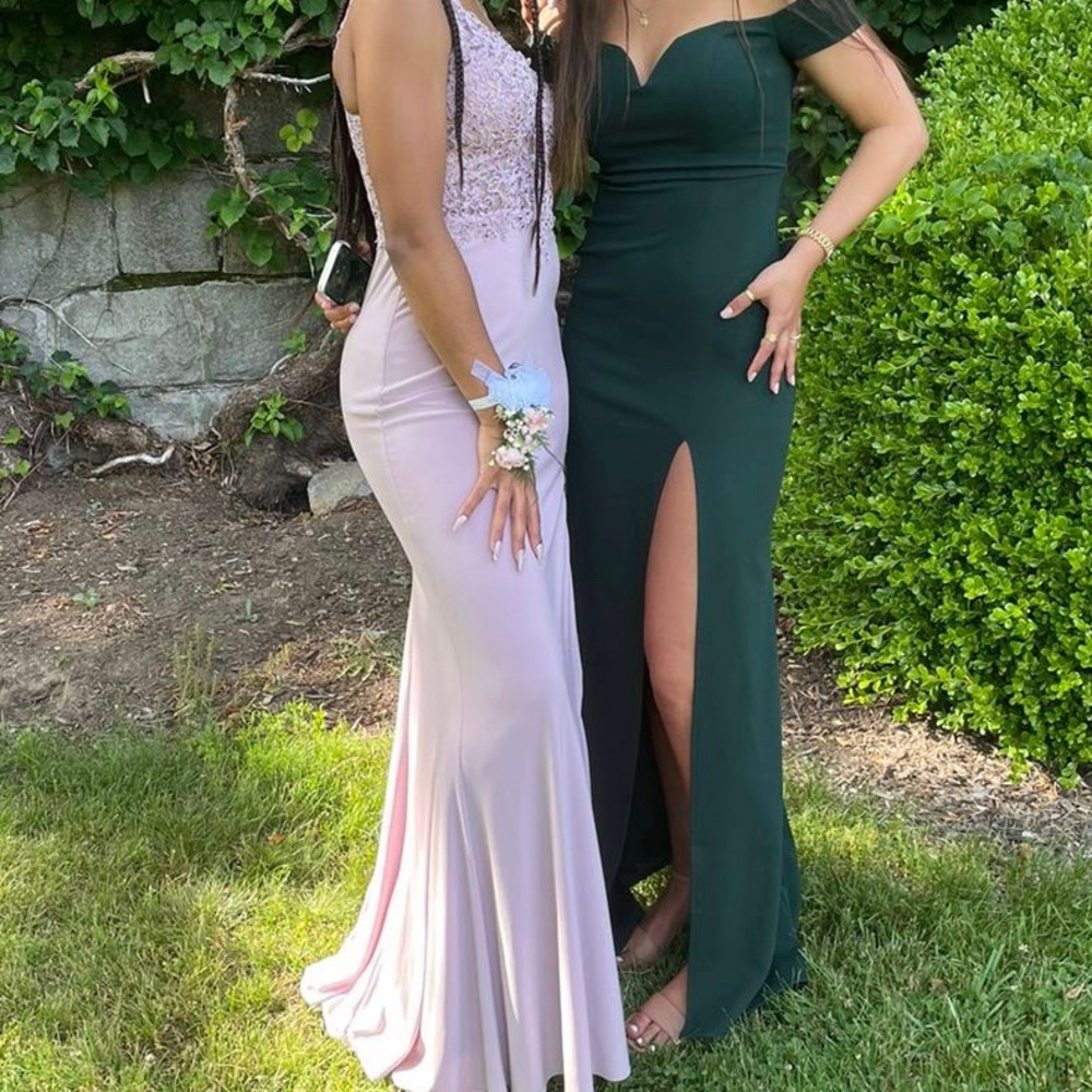 Light purple prom dress beaded